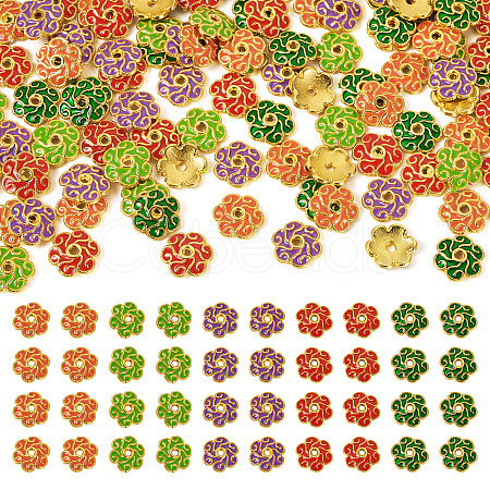 200Pcs 5 Colors Alloy Enamel Bead Caps FIND-TA0008-37-1