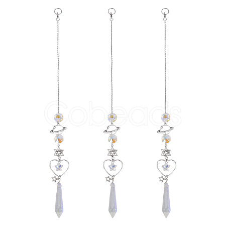 3Pcs Alloy Planet Star Hanging Ornaments HJEW-TA00368-1