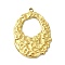 Ion Plating(IP) 304 Stainless Steel Pendants, Real 18K Gold Plated, Oval, 33.5x22x2mm, Hole: 1.5mm