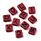 Opaque Acrylic Multi-Strand Links, for Tile Elastic Bracelets Making, Rectangle with Black Letter, Mixed Letters, Red, 8x8x4mm, Hole: 1.6mm, about 1509pcs/387g