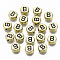 Plating Acrylic Beads, Horizontal Hole, Flat Round with Letter, Golden Plated, Black, Letter.B, 7x4mm, Hole: 1.2mm