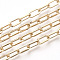 Unwelded Iron Paperclip Chains, Flat Oval, Drawn Elongated Cable Chains, with Spool, Light Gold, 10x5x1mm, about 82.02 Feet(25m)/roll