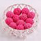 Handmade Woolen Macrame Wooden Pom Pom Ball Beads, for Baby Teether Jewelry Beads DIY Necklace Bracelet, Deep Pink, 20mm