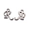 Gunmetal Plated Alloy Letter Pendants, Rack Plating, Cadmium Free & Lead Free, Letter.R, 14x10x2mm, Hole: 1.5mm