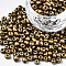 6/0 Glass Seed Beads, Baking Paint, Round Hole, Round, Dark Goldenrod, 4~5x3~5mm, Hole: 1.2~1.5mm, about 4500pcs/Pound