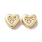 Real 18K Gold Plated Brass Beads, with Glass, Heart, Clear, 7x7.5x3.5mm, Hole: 1mm