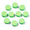 Handmade Polymer Clay Beads, Flat Round with Alphabet, Light Green, Letter.O, 9x3.5~5mm, Hole: 1.6mm