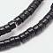 Dyed Synthetic Turquoise Beads Strands, Heishi Beads, Flat Round/Disc, Black, 6x3mm, Hole: 1mm, about 136pcs/strand, 15.7 inch