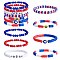 7Pcs 7 Style Handmade Polymer Clay Heishi Surfer Stretch Bracelets Set, Word USA America Theme Preppy Bracelets with Acrylic Evil Eye and Smiling Face for Women, Mixed Color, Inner Diameter: 2-1/8 inch(5.3cm), 1Pc/style