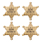 4Pcs Ring Security Word Badge, Star Alloy Brooch Pin for Backpack Clothes, Antique Bronze, 70x61x7.5mm