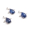 Natural Lapis Lazuli Pendants, with Platinum Tone Brass Cabochons Settings, teardrop, with Wing, 23~23.5x25x8~9mm, Hole: 8x5mm