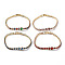 Brass Micro Pave Cubic Zirconia Chain Bracelets with Fold Over Clasps, Heart, Mixed Color, 7-1/4x1/8 inch(18.5x0.3cm)