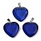 K9 Glass Pendants, with Stainless Steel Pinch Bails and Iron Loop, Heart, Faceted, Blue, 25x23.5x8mm, Hole: 2x7.5mm