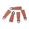 PU Leather Zipper Puller, Garment Accessories, with Alloy Findings, Trapezoid, Gunmetal, Chocolate, 40x12x3.5mm, Hole: 5x7mm