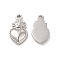 Non-Tarnish 304 Stainless Steel Charms, Sacred Heart Charm, Stainless Steel Color, 14x8x2mm, Hole: 1mm