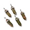 Natural Unakite Pointed Pendants, Faceted, with Platinum Tone Brass Findings, Lead free & Cadmium Free, Bullet, 27~30x9~10x7~8mm, Hole: 4x3mm