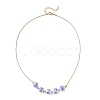 Handmade Flower Printed Porcelain Round Beaded 304 Stainless Steel Snake Chain Necklaces NJEW-JN05361-2