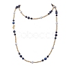 Round Natural Lapis Lazuli & Synthetic Howlite Beaded Wrap Long Necklaces NJEW-JN05907-02-9