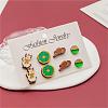 4 Pairs Snowman & Christmas Hat & Wreath Printed Wood Stud Earrings EJEW-OY001-06-5