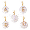 5Pcs 5 Styles Natural Cultured Freshwater Pearl Nuggets with Letter Pendants KK-TA0002-37-3