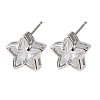 Brass Micro Pave Clear Cubic Zirconia Stud Earrings EJEW-C174-02C-P-4