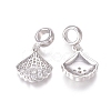 Brass Micro Pave Clear Cubic Zirconia European Dangle Charms ZIRC-I036-20P-1