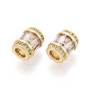 Brass Micro Pave Cubic Zirconia Beads KK-P237-02G-2