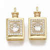 Brass Micro Pave Clear Cubic Zirconia Pendants ZIRC-T011-17G-NF-1