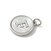 Brass Pave Natural Shell Flat Round with Letter Charms KK-Z115-13P-F-2