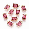 Brass Glass Rhinestone Pendants X-GLAA-S179-21F-RS-1