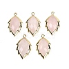 Natural Rose Quartz Faceted Leaf Pendants G-I375-04G-05-1