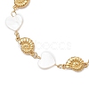Natural Freshwater Shell Beads & Shell Shape 304 Stainless Steel Connector Charms Link Bracelets for Women BJEW-JB12216-02-3