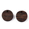 Natural Wenge Wood Flat Round Charms WOOD-T023-29A-01-2