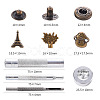 18 Sets Eiffel Tower & Tree & Mushroom Brass Leather Snap Buttons Fastener Kits SNAP-YW0001-07AB-3