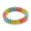 Crochet Glass Beads Braided Stretch Bracelet BJEW-T016-08G-1
