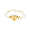 Natural Freshwater Pearl & 304 Stainless Steel Bead Finger Rings RJEW-FS00001-10-1