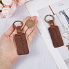 2Pcs 2 Styles Word His Only/His Queen Engraved Wooden with Leather Keychain WOOD-GF0001-81-3