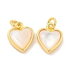 Natural Shell & Brass Heart Charms with Jump Rings X-KK-P275-09G-1