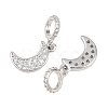 Brass Micro Pave Clear Cubic Zirconia Moon European Dangle Charms KK-H257-03P-2