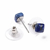 Natural Lapis Lazuli Ear Studs EJEW-K091-01P-04-3