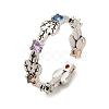 Brass Micro Pave Cubic Zirconia Open Cuff Rings RJEW-P169-05AS-2