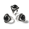 Natural Obsidian Adjustable Rings G-P560-03AS-13-4
