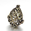 Teardrop Brass Hollow Cage Pendants KK-L083-09AB-RS-1