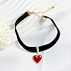 Alloy Enamel Heart Pendant Black Velvet Choker Necklaces for Women NJEW-WH20014-01A-3