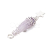 3Pcs 3 Styles Electroplated Natural Quartz Crystal Nuggets Copper Wire Wrapped Pendants PALLOY-JF03128-02-5