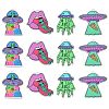 16Pcs 4 Styles Alien Theme Colorful Acrylic Pendants SACR-CJ0001-28-1
