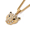 Crystal Rhinestone Leopard Pendant Necklace with Enamel NJEW-C036-01G-1