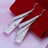 Silver Color Plated Textured Brass Triangle Dangle Earrings EJEW-BB11934-4
