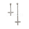 Christian Upside Down Cross 201 Stainless Steel Dangle Stud Earrings LS-EJEW-P314-01C-P-4