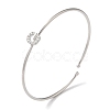 Rack Plating Brass Micro Pave Clear Cubic Zirconia Letter Open Cuff Bangles BJEW-A018-01P-G-1